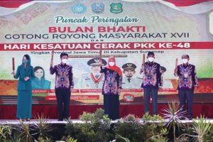 Puncak BBGRM, Gubernur Khofifah Ajak Masyarakat Ber-Gotong Royong-Ria