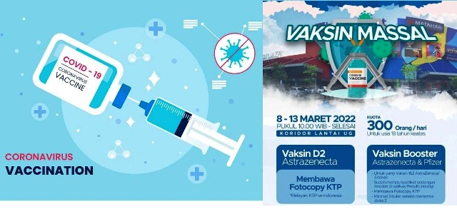 Yuk Buruan! Vaksin Booster Astrazeneca-Pfizer di Lippo Plaza Sidoarjo 8-13 Maret 2022, Kuota 1.800 Dosis