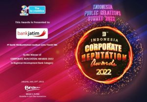 Bank Jatim Raih Corporate Reputation Awards 2022 by The Iconomics