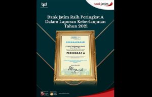 Bank Jatim Raih Peringkat A di Laporan Keberlanjutan Tahun 2021