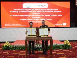 Perkuat Perlindungan Hukum di Bidang Perdata dan Tata Usaha Negara, Bank Jatim dan Kejati Jatim Tandatangani Perjanjian Kerja Sama
